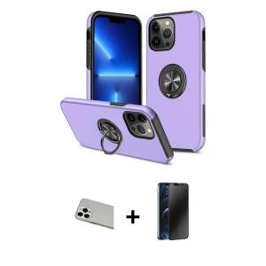 ieg™ iPhone 13 Pro Max Kılıf Odak Form Prime - Siyah 3D Antistatik Hayalet Cam Ekran Koruyucu + Rainbow Kamera Lens Koruma Cam - BZ