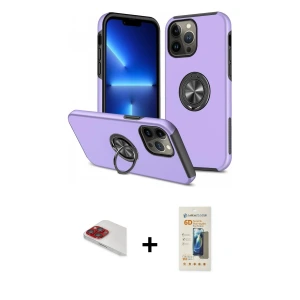ieg™ iPhone 13 Pro Max Kılıf Odak Form Prime - Siyah 6D Mat Seramik Hayalet Nano Ekran Koruyucu + Pers Alüminyum Kamera Lens - KI