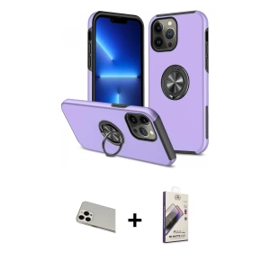 ieg™ iPhone 13 Pro Max Kılıf Odak Form Prime - Siyah Bilvis 3D Mat Cam Ekran Koruyucu + Rainbow Kamera Lens Koruma Cam - BZ