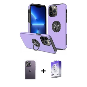 ieg™ iPhone 13 Pro Max Kılıf Odak Form Prime - Siyah Bilvis 5in1 3D Magic Cam Ekran Koruyucu + Neon Fosforlu Kamera Lens - BZ