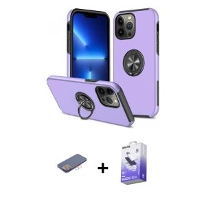ieg™ iPhone 13 Pro Max Kılıf Odak Form Prime - Siyah Bilvis 5in1 5D Magic Hayalet Cam Ekran Koruyucu + Renkli Kamera Lens Koruma Cam - PE