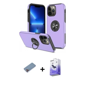 ieg™ iPhone 13 Pro Max Kılıf Odak Form Prime - Siyah Bilvis 5in1 5D Magic Hayalet Cam Ekran Koruyucu + Shine Kamera Lens Koruma Cam - PE