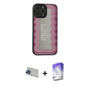 ieg™ iPhone 13 Pro Max Kılıf Odak Klasik Serisi - Siyah Bilvis 5in1 3D Magic Cam Ekran Koruyucu + Rainbow Kamera Lens Koruma Cam - MI