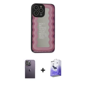 ieg™ iPhone 13 Pro Max Kılıf Odak Klasik Serisi - Siyah Bilvis 5in1 5D Magic Hayalet Cam Ekran Koruyucu + Neon Fosforlu Kamera Lens - BZ