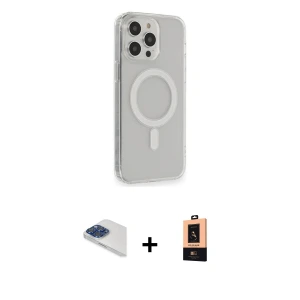 ieg™ iPhone 13 Pro Max Kılıf Pusula Çizgi Koleksiyonu - Şeffaf Maxco Cam Ekran Koruyucu + Pers Alüminyum Kamera Lens - LT