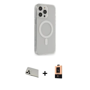 ieg™ iPhone 13 Pro Max Kılıf Pusula Çizgi Koleksiyonu - Şeffaf Maxco Cam Ekran Koruyucu + Rainbow Kamera Lens Koruma Cam - BZ