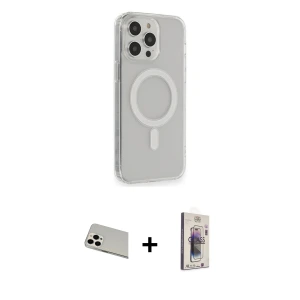 ieg™ iPhone 13 Pro Max Kılıf Pusula Çizgi Koleksiyonu - Siyah Bilvis 3D Cam Ekran Koruyucu + Rainbow Kamera Lens Koruma Cam - BZ