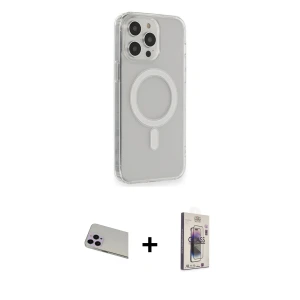 ieg™ iPhone 13 Pro Max Kılıf Pusula Çizgi Koleksiyonu - Siyah Bilvis 3D Cam Ekran Koruyucu + Rainbow Kamera Lens Koruma Cam - MR
