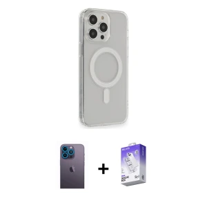 ieg™ iPhone 13 Pro Max Kılıf Pusula Çizgi Koleksiyonu - Siyah Bilvis 5in1 3D Magic Cam Ekran Koruyucu + Neon Fosforlu Kamera Lens - MI