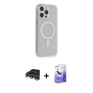 ieg™ iPhone 13 Pro Max Kılıf Pusula Çizgi Koleksiyonu - Siyah Bilvis 5in1 5D Magic Hayalet Cam Ekran Koruyucu + Raze Metal Kamera Lens - GD