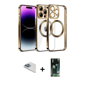 ieg™ iPhone 13 Pro Max Kılıf Pusula Form - Şeffaf 360 Full Body Arka Koruyucu + Pers Alüminyum Kamera Lens - SABE
