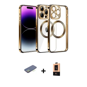 ieg™ iPhone 13 Pro Max Kılıf Pusula Form - Şeffaf Maxco Cam Ekran Koruyucu + Renkli Kamera Lens Koruma Cam - YL