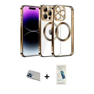 ieg™ iPhone 13 Pro Max Kılıf Pusula Form - Şeffaf Pasifik Cam Ekran Koruyucu + Rainbow Kamera Lens Koruma Cam - MI