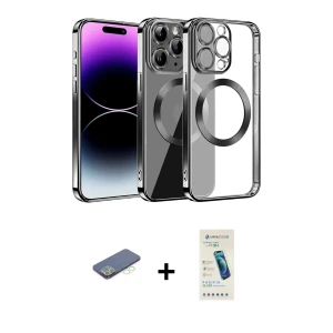 ieg™ iPhone 13 Pro Max Kılıf Pusula Form - Şeffaf Pasifik Cam Ekran Koruyucu + Renkli Kamera Lens Koruma Cam - YL