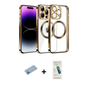 ieg™ iPhone 13 Pro Max Kılıf Pusula Form - Şeffaf Pasifik Cam Ekran Koruyucu + Shine Kamera Lens Koruma Cam - MI