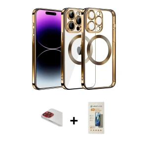 ieg™ iPhone 13 Pro Max Kılıf Pusula Form - Siyah 6D Mat Seramik Hayalet Nano Ekran Koruyucu + Pers Alüminyum Kamera Lens - KI