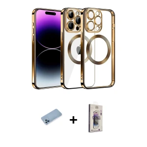 ieg™ iPhone 13 Pro Max Kılıf Pusula Form - Siyah Bilvis 3D Cam Ekran Koruyucu + Shine Kamera Lens Koruma Cam - MI