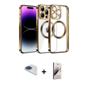 ieg™ iPhone 13 Pro Max Kılıf Pusula Form - Siyah Bilvis 3D Mat Cam Ekran Koruyucu + Pers Alüminyum Kamera Lens - LT