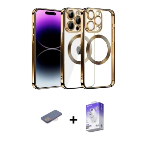 ieg™ iPhone 13 Pro Max Kılıf Pusula Form - Siyah Bilvis 5in1 3D Magic Cam Ekran Koruyucu + Renkli Kamera Lens Koruma Cam - PE