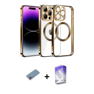ieg™ iPhone 13 Pro Max Kılıf Pusula Form - Siyah Bilvis 5in1 3D Magic Cam Ekran Koruyucu + Shine Kamera Lens Koruma Cam - PE