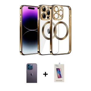 ieg™ iPhone 13 Pro Max Kılıf Pusula Form - Siyah Joko 5D Cam + Neon Fosforlu Kamera Lens - MI