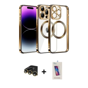 ieg™ iPhone 13 Pro Max Kılıf Pusula Form - Siyah Joko 5D Cam + Raze Metal Kamera Lens - GD