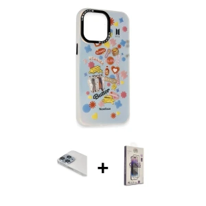 ieg™ iPhone 13 Pro Max Kılıf Siluet Çizgi Koleksiyonu - Siyah Bilvis 3D Cam Ekran Koruyucu + Pers Alüminyum Kamera Lens - SABE