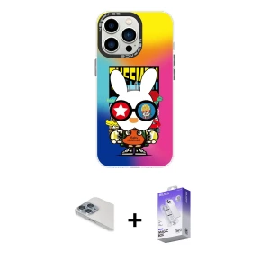 ieg™ iPhone 13 Pro Max Kılıf Siluet Çizgi Koleksiyonu - Siyah Bilvis 5in1 3D Magic Cam Ekran Koruyucu + Pers Alüminyum Kamera Lens - SABE