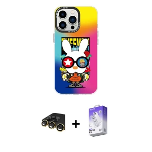 ieg™ iPhone 13 Pro Max Kılıf Siluet Çizgi Koleksiyonu - Siyah Bilvis 5in1 3D Magic Cam Ekran Koruyucu + Raze Metal Kamera Lens - GD