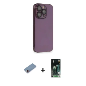 ieg™ iPhone 13 Pro Max Kılıf Siluet Minimal Özel Seri - Şeffaf 360 Full Body Arka Koruyucu + Shine Kamera Lens Koruma Cam - PE