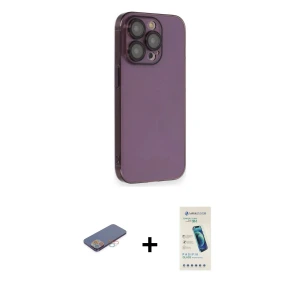 ieg™ iPhone 13 Pro Max Kılıf Siluet Minimal Özel Seri - Şeffaf Pasifik Cam Ekran Koruyucu + Renkli Kamera Lens Koruma Cam - PE