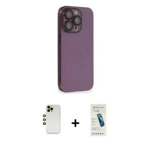 ieg™ iPhone 13 Pro Max Kılıf Siluet Minimal Özel Seri - Şeffaf Pasifik Cam Ekran Koruyucu + Shine Kamera Lens - GD