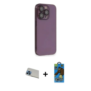 ieg™ iPhone 13 Pro Max Kılıf Siluet Minimal Özel Seri - Siyah 18D Cam Ekran Koruyucu + Rainbow Kamera Lens Koruma Cam - MI