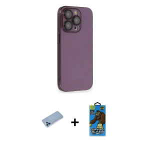 ieg™ iPhone 13 Pro Max Kılıf Siluet Minimal Özel Seri - Siyah 18D Cam Ekran Koruyucu + Shine Kamera Lens Koruma Cam - MI
