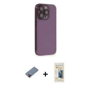 ieg™ iPhone 13 Pro Max Kılıf Siluet Minimal Özel Seri - Siyah 6D Mat Seramik Hayalet Nano Ekran Koruyucu + Metal Kamera Lens Koruma Cam - KI