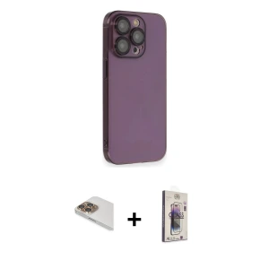 ieg™ iPhone 13 Pro Max Kılıf Siluet Minimal Özel Seri - Siyah Bilvis 3D Cam Ekran Koruyucu + Pers Alüminyum Kamera Lens - GD