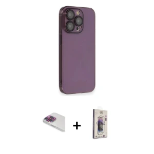 ieg™ iPhone 13 Pro Max Kılıf Siluet Minimal Özel Seri - Siyah Bilvis 3D Cam Ekran Koruyucu + Pers Alüminyum Kamera Lens - GI