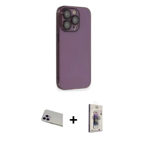 ieg™ iPhone 13 Pro Max Kılıf Siluet Minimal Özel Seri - Siyah Bilvis 3D Cam Ekran Koruyucu + Rainbow Kamera Lens Koruma Cam - MR