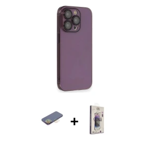ieg™ iPhone 13 Pro Max Kılıf Siluet Minimal Özel Seri - Siyah Bilvis 3D Cam Ekran Koruyucu + Renkli Kamera Lens Koruma Cam - SI