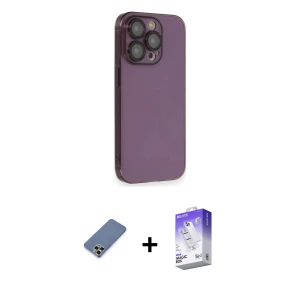 ieg™ iPhone 13 Pro Max Kılıf Siluet Minimal Özel Seri - Siyah Bilvis 5in1 3D Magic Cam Ekran Koruyucu + Metal Kamera Lens Koruma Cam - AKYL