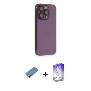ieg™ iPhone 13 Pro Max Kılıf Siluet Minimal Özel Seri - Siyah Bilvis 5in1 3D Magic Cam Ekran Koruyucu + Metal Kamera Lens Koruma Cam - MR