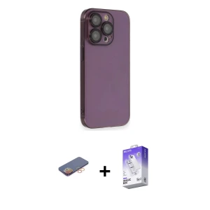ieg™ iPhone 13 Pro Max Kılıf Siluet Minimal Özel Seri - Siyah Bilvis 5in1 3D Magic Cam Ekran Koruyucu + Renkli Kamera Lens Koruma Cam - TU
