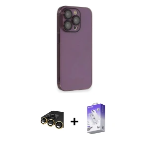 ieg™ iPhone 13 Pro Max Kılıf Siluet Minimal Özel Seri - Siyah Bilvis 5in1 3D Magic Cam Ekran Koruyucu + Raze Metal Kamera Lens - GD