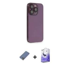 ieg™ iPhone 13 Pro Max Kılıf Siluet Minimal Özel Seri - Siyah Bilvis 5in1 5D Magic Hayalet Cam Ekran Koruyucu + Metal Kamera Lens Koruma Cam - AKYL
