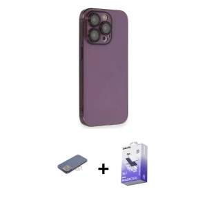 ieg™ iPhone 13 Pro Max Kılıf Siluet Minimal Özel Seri - Siyah Bilvis 5in1 5D Magic Hayalet Cam Ekran Koruyucu + Renkli Kamera Lens Koruma Cam - PE
