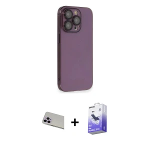 ieg™ iPhone 13 Pro Max Kılıf Siluet Minimal Özel Seri - Siyah Bilvis 5in1 5D Magic Hayalet Cam Ekran Koruyucu + Rainbow Kamera Lens Koruma Cam - MR