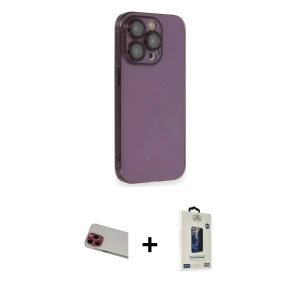 ieg™ iPhone 13 Pro Max Kılıf Siluet Minimal Özel Seri - Siyah Bilvis Hayalet Cam Ekran Koruyucu + Rainbow Kamera Lens Koruma Cam - KI
