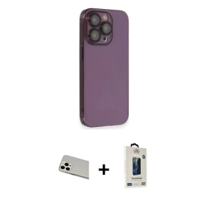 ieg™ iPhone 13 Pro Max Kılıf Siluet Minimal Özel Seri - Siyah Bilvis Hayalet Cam Ekran Koruyucu + Rainbow Kamera Lens Koruma Cam - BZ
