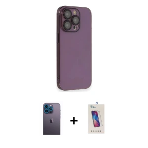 ieg™ iPhone 13 Pro Max Kılıf Siluet Minimal Özel Seri - Siyah Joko 5D Cam + Neon Fosforlu Kamera Lens - MI
