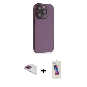 ieg™ iPhone 13 Pro Max Kılıf Siluet Minimal Özel Seri - Siyah Joko 5D Cam + Pers Alüminyum Kamera Lens - GI